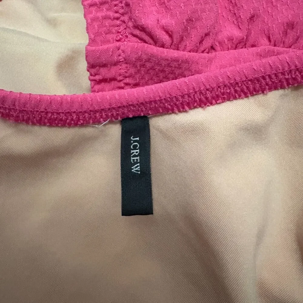 J. Crew‎ Hot Pink One Shoulder Bikini Top Rickrack Trim Ruffle Summer Size Small